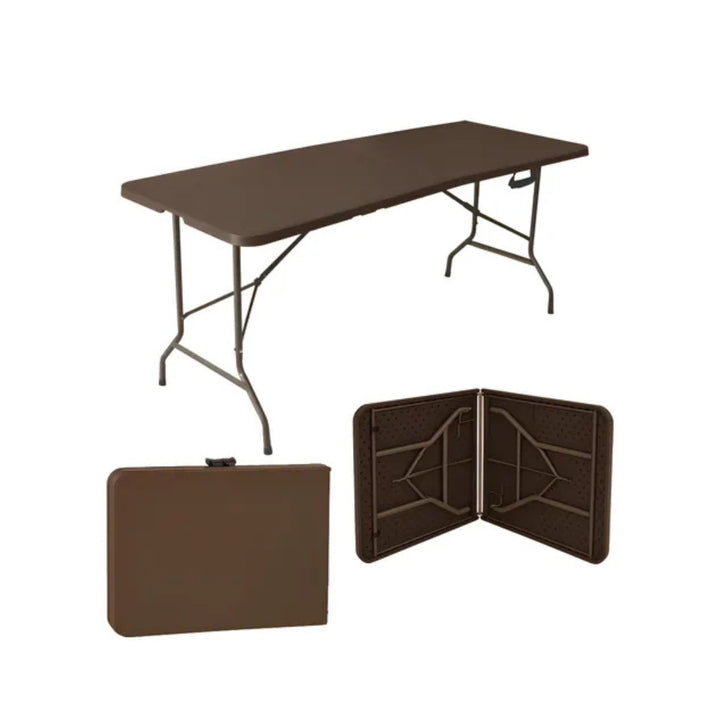 Mesa Dobrável Vira Maleta Alça Portátil 1.80m Luvinco Marrom