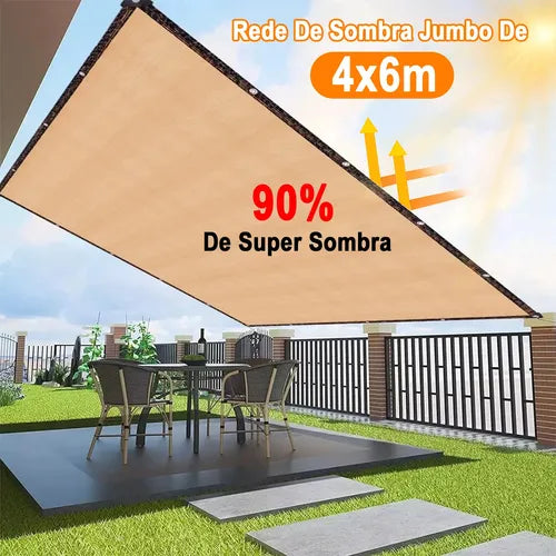 Tela Sombrite 90% Garagem Cobertura Piscina 4x6m Acabamento