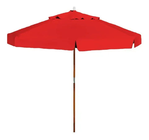 Ombrelone Central Sungap 300C Vermelho Liso Madeira 3m Proteção UV