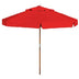 Ombrelone Central Sungap 300C Vermelho Liso Madeira 3m Proteção UV