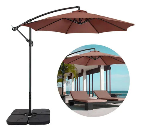 Ombrelone Guarda Sol Praia Jardim Lateral 3 Metros Base 60l Cor Marrom Liso