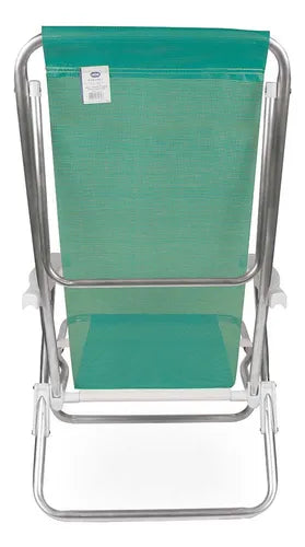 Cadeira Praia Aluminio Reforçada Reclinavel 8 Posiçoes Cor Verde
