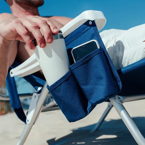 Cadeira De Praia Mochila Reclinável Alumínio Portátil Nau Cor Azul