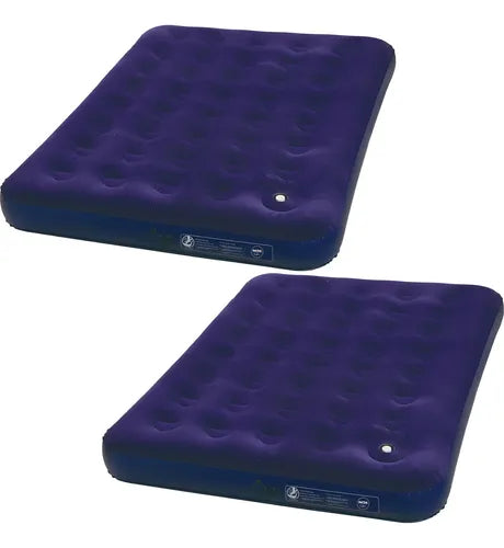 2 Colchões Inflável Casal Mor C/ Inflador Fole Embutido - Kit Reparo Cor Azul-marinho