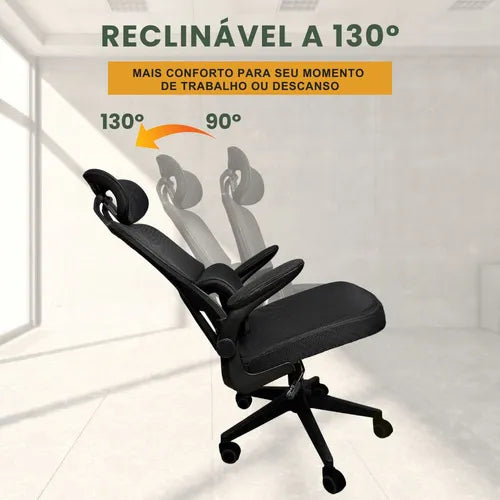 Cadeira Escritório Ergonômica Genebra B500 Luvinco Cor Preto Com Suporte Lombar Estofado Mesh