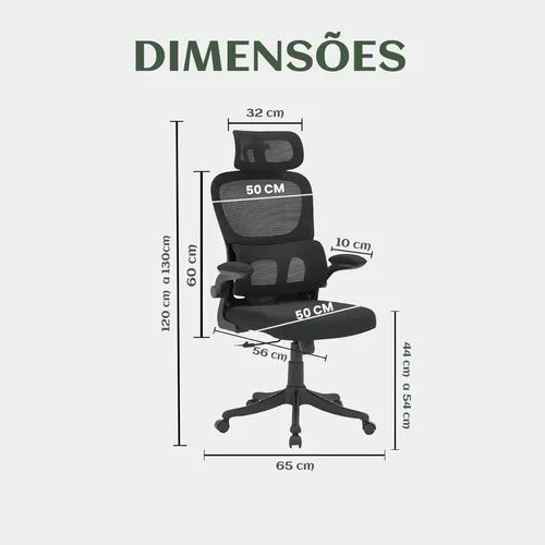 Cadeira Escritório Ergonômica Genebra B500 Luvinco Cor Preto Com Suporte Lombar Estofado Mesh
