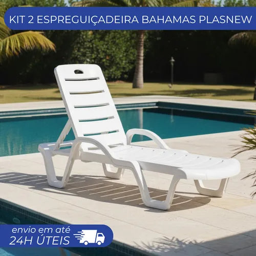 Kit 2 Espreguiçadeiras Branca Reclináveis Cadeira De Piscina