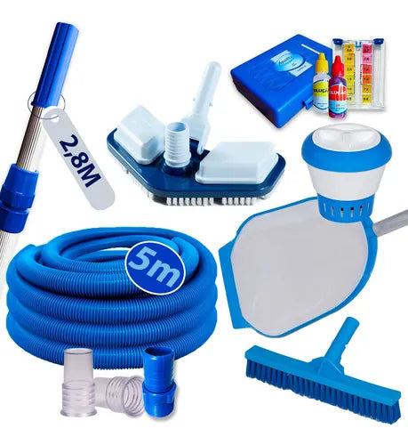 Kit Limpeza De Piscina Manutenção Mangueira Aspirador Estojo