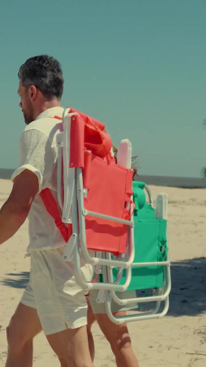 Cadeira De Praia Mochila Reclinável Alumínio Portátil Nau Cor Azul