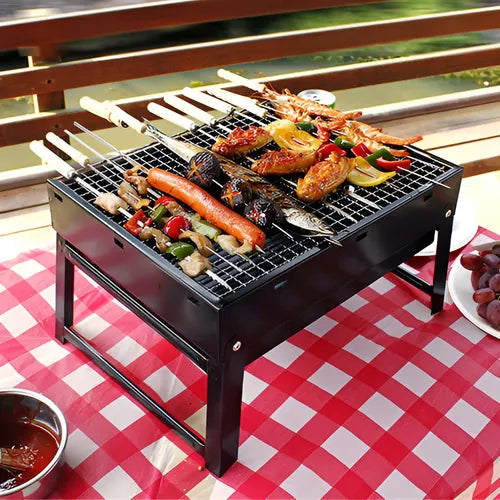 Idea mini churrasqueira maleta pratica carvão dobrável portátil