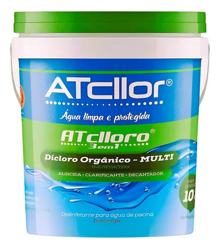 Balde De Cloro 10kg Para Piscina Atcllor 7433 3x1 Multifunçã