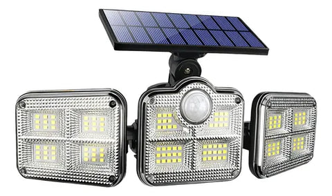  Led 3 Luminária Solar Com Sensor De Movimento Lâmpadas 122  Preto