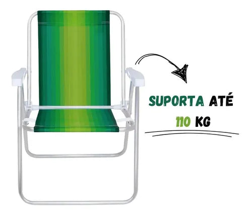 Cadeira Praia Alta Em Alumínio Verde Mor