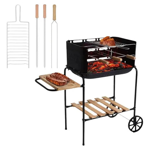 Churrasqueira California Com Rodinha Grelha 3 Espetos Mor