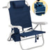 Cadeira De Praia Mochila Reclinável Alumínio Portátil Nau Cor Azul