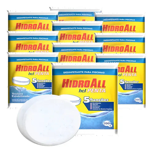 Kit 10 Pastilhas Hidroall Genco Hcl Tratamento Piscina