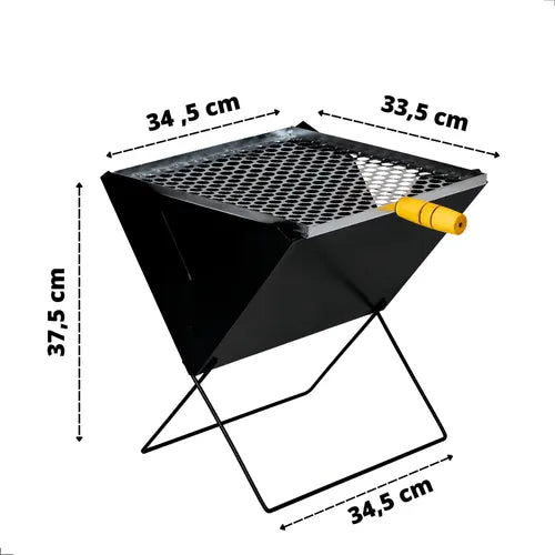 Churrasqueira Dobrável Portátil Aço A Carvão Maleta Cor Preto