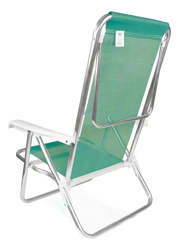 Cadeira Praia Aluminio Reforçada Reclinavel 8 Posiçoes Cor Verde