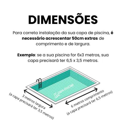 CAPA DE PISCINA 9,5X5,5 MTS 450 MICRAS, SUPORTA ATÉ 150 KGS DE PESO, COM RALO DE DRENAGEM